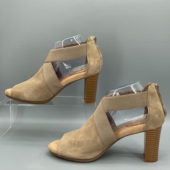 NEW Giani Bernini Women’s Averiel Leather Open Toe Pumps Beige Size 9.5M - Picture 2 of 12